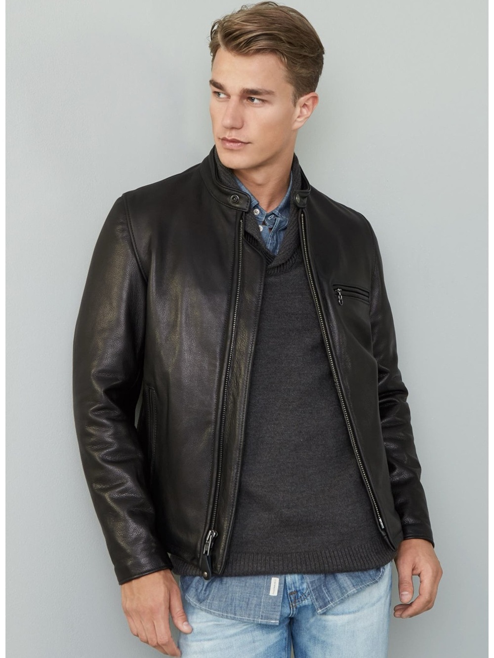 SCHOTT NYC Café Racer Leather Jacket
